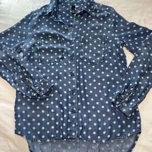 Kut from the Kloth Denim Blue Polka Dot Shirt